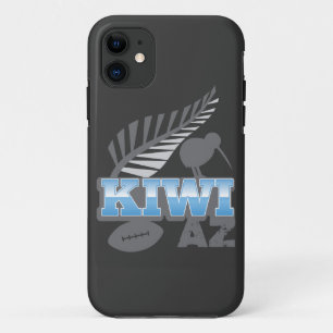 キーウィAZのラグビーの鳥および銀製シダ iPhone 11 ケース
