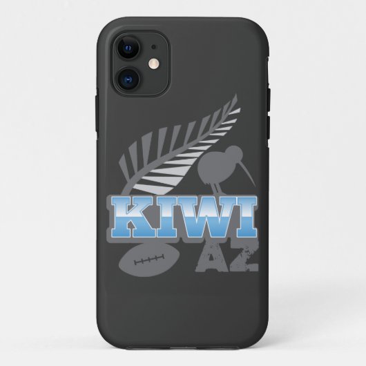 キーウィAZのラグビーの鳥および銀製シダ Case-Mate iPhoneケース (裏面)