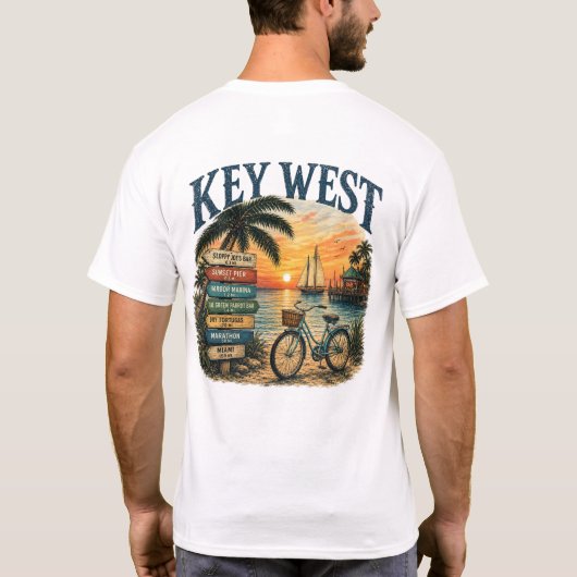 キーウェストの帆船自転車の方向 Tシャツ (裏面)