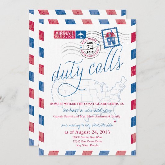キーウェスト エアメール 軍事移動発表 案内状 (正面/裏面)