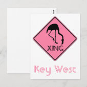 キーウェスト フロリダ フラミンゴ交差点看板 ポストカード (正面/裏面)