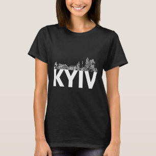 キーウ ウクライナ ヨーロッパ 都市スカイライン シルエット アウトライン Tシャツ