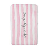 キークリーンストライプピンク色の水彩風呂マット バスマット (正面縦)