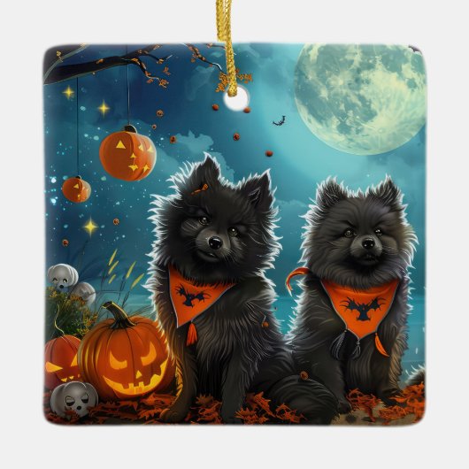 キーシェンド ハロウィン スプーキー セラミックオーナメント (正面)