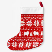 キーションシルエットパタ赤と白ーン可愛い スモールクリスマスストッキング (裏面)