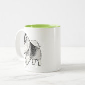 キーションドの漫画の犬 |かわいいキーシー ツートーンマグカップ (正面左)