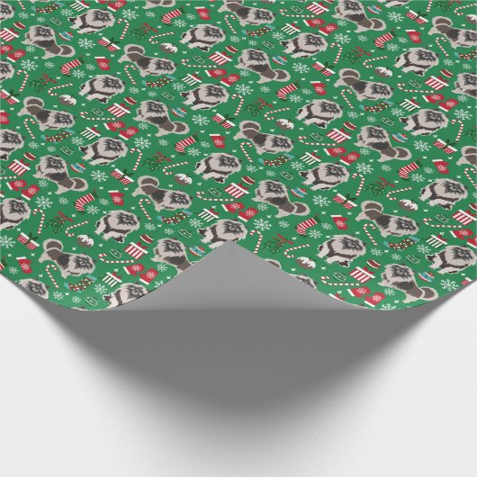 キーションド·クリスマス·ドッグの生地 ラッピングペーパー (角)