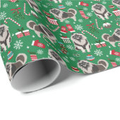 キーションド·クリスマス·ドッグの生地 ラッピングペーパー (ロールコーナー)