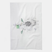 キーション·クリスマス·雪だるま絵画ズ·ドッグ·アート キッチンタオル (縦)