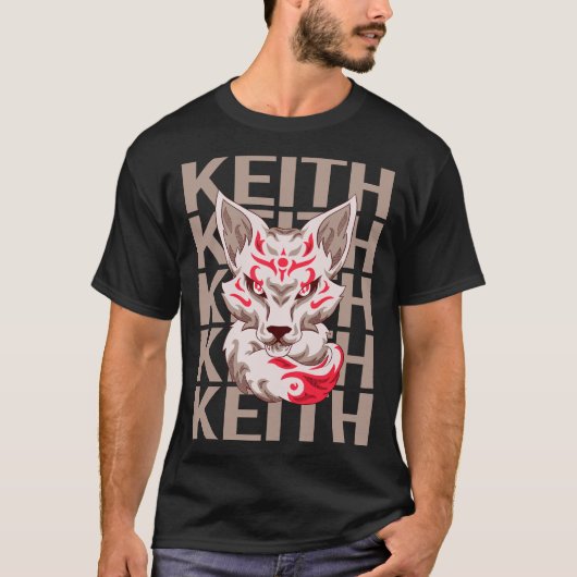 キースの名前 - キツネ顔 Tシャツ (正面)