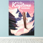 キーストーンでスキーを楽しもう キャンバスプリント (インサイチュ (ウッドフロア))