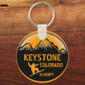 キーストーンコロラドオレンジスノーボードアートキーチェーン キーホルダー (正面)