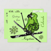 キーストーンコロラドグリーンテーマスキー葉書 ポストカード (正面/裏面)