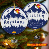 キーストーンコロラド州旗マウンテンスキーハイキング セラミックオーナメント