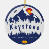 キーストーンコロラド州旗マウンテンスキーハイキング セラミックオーナメント (正面)