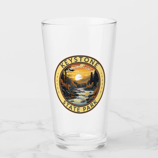 キーストーン州パークペンシルバニア旅行アートバッジ タンブラーグラス (正面)