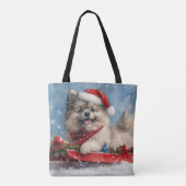 キースホンドの犬ソリに乗って 雪を降らせて クリスマス トートバッグ (裏面)