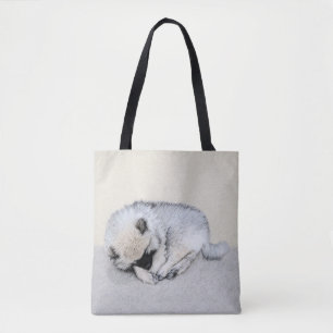 キースホンドの眠る子犬の絵　オリジナルの犬の絵画 トートバッグ