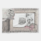 キースホンドクリスマスウィンター絵画ウインドウズドッグアート キッチンタオル (横)