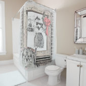 キースホンドクリスマスウィンター絵画ウインドウズドッグアート シャワーカーテン (インサイチュ)