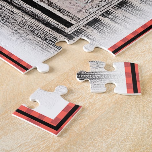 キースホンドクリスマスウィンター絵画ウインドウズドッグアート ジグソーパズル (側面)