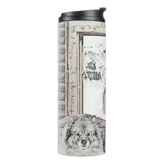 キースホンドクリスマスウィンター絵画ウインドウズドッグアート タンブラー (回転左)