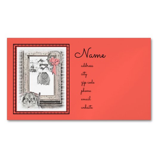 キースホンドクリスマスウィンター絵画ウインドウズドッグアート マグネット名刺 (正面)