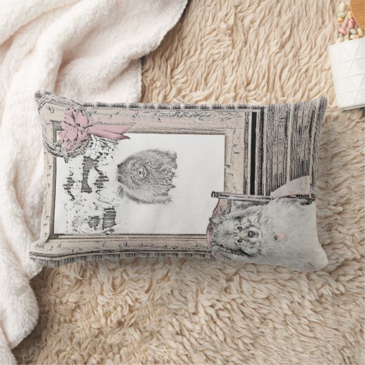 キースホンドクリスマスウィンター絵画ウインドウズドッグアート ランバークッション (ブランケット)