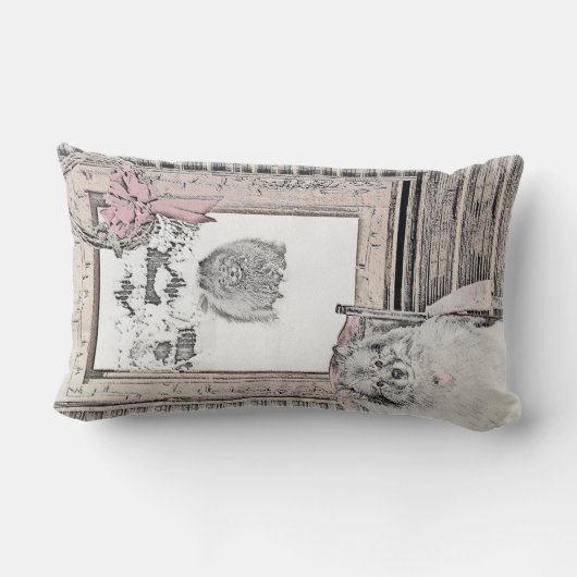 キースホンドクリスマスウィンター絵画ウインドウズドッグアート ランバークッション (裏面)