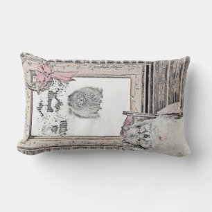 キースホンドクリスマスウィンター絵画ウインドウズドッグアート ランバークッション