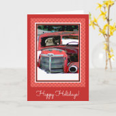 キースホンドクリスマス古絵画いトラックのドッグアート カード (黄色い花)