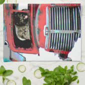 キースホンドクリスマス古絵画いトラックのドッグアート キッチンタオル (折り畳み)