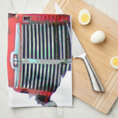 キースホンドクリスマス古絵画いトラックのドッグアート キッチンタオル (四つ折り)