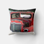 キースホンドクリスマス古絵画いトラックのドッグアート クッション (裏面)