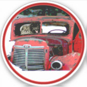 キースホンドクリスマス古絵画いトラックのドッグアート シール (正面)