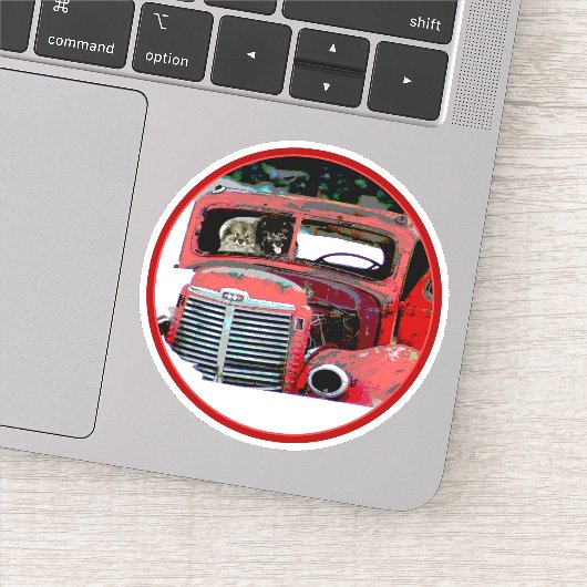 キースホンドクリスマス古絵画いトラックのドッグアート シール (詳細)