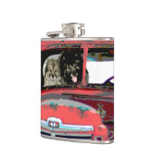 キースホンドクリスマス古絵画いトラックのドッグアート フラスク (左)
