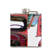 キースホンドクリスマス古絵画いトラックのドッグアート フラスク (裏面)