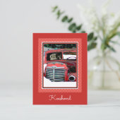 キースホンドクリスマス古絵画いトラックのドッグアート ポストカード (スタンド正面)