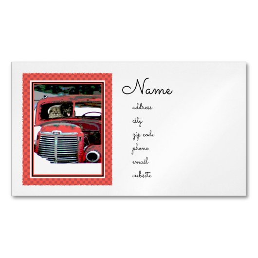 キースホンドクリスマス古絵画いトラックのドッグアート マグネット名刺 (正面)