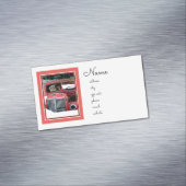 キースホンドクリスマス古絵画いトラックのドッグアート マグネット名刺 (インサイチュ)