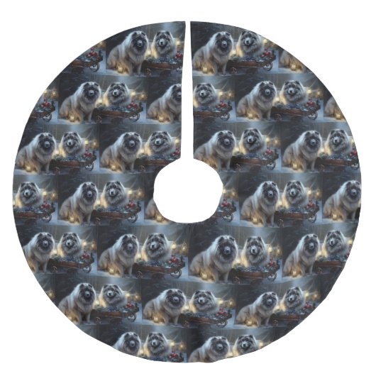 キースホンドスノースイクリスマスデコール ブラッシュドポリエステルツリースカート (正面)