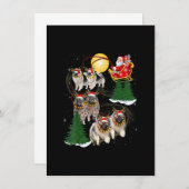 キースホンドトナカイのクリスマスドッグライディングサンタクリスマス 招待状 (正面/裏面)