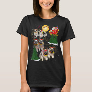 キースホンドトナカイのクリスマスドッグライディングサンタクリスマス Tシャツ
