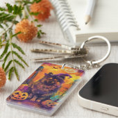 キースホンド不気味ドッグハロウィーン魔女とカボチャ キーホルダー (正面右)