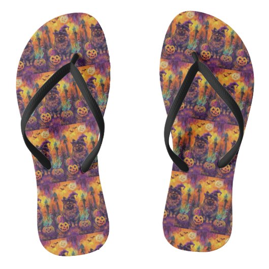 キースホンド不気味ドッグハロウィーン魔女とカボチャ ビーチサンダル (ソール)