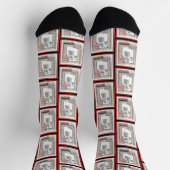 キースホンド絵を描のクリスマスウィンターウィンドウドッグアート ソックス (上部)