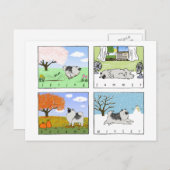 キーソンが四季を楽しむ – おもしろいドッグアート ポストカード (正面/裏面)