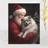 キーソンウィズサンタクロースフェスティバルクリスマス カード (黄色い花)