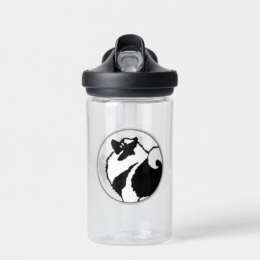 キーソングラフィックス – かわいいオリジナルドッグアート ウォーターボトル (正面)